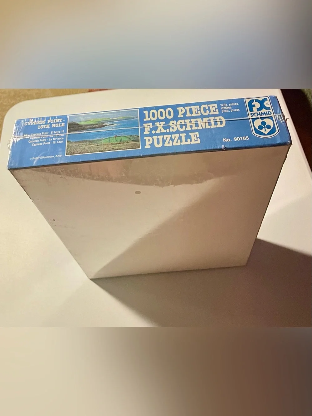 NIB Vtg FX Schmid Cypress Point 16th Hole 1000pc Puzzle. Sealed/Minor Box Dent